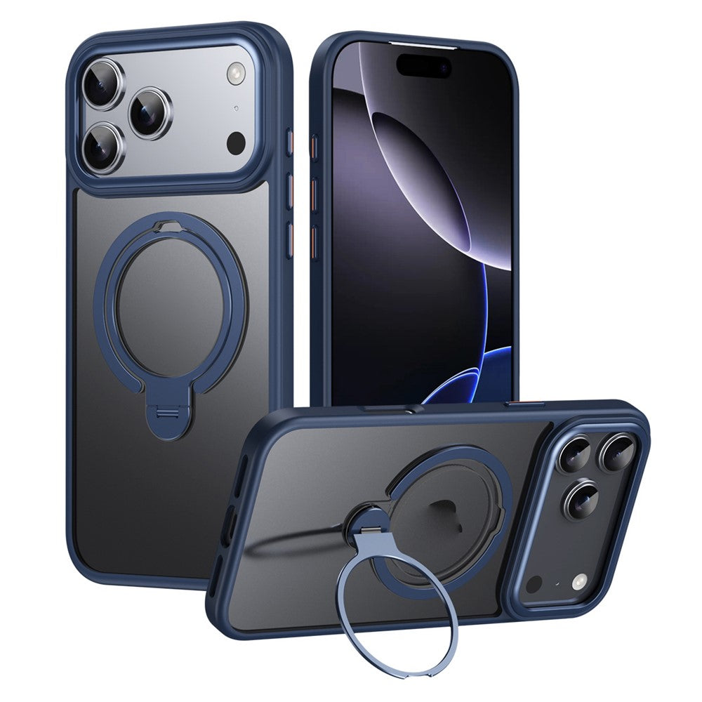 For iPhone 17 Pro Max Phone Case Compatible with MagSafe Kickstand Matte Back Cover - Blue