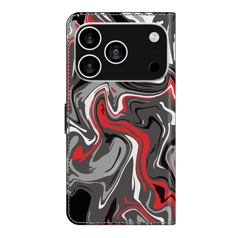 For iPhone 17 Pro Max Wallet Case Pattern Printing Stand Leather Flip Phone Cover - Rock Texture