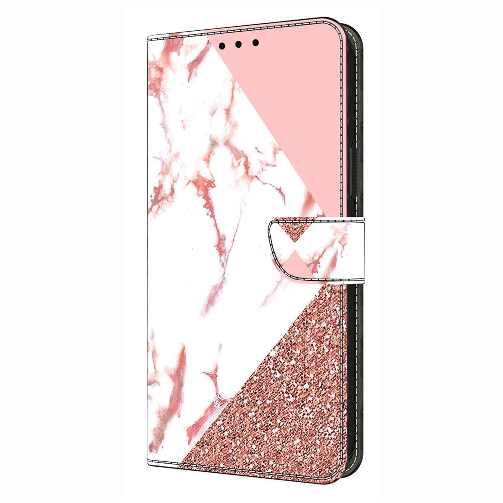 For iPhone 17 Pro Max Wallet Case Pattern Printing Stand Leather Flip Phone Cover - Triangular Marble