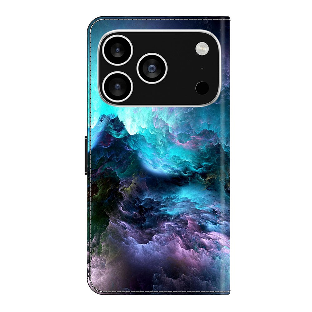 For iPhone 17 Pro Max Leather Case Pattern Printing Wallet Stand Flip Phone Cover - Colorful