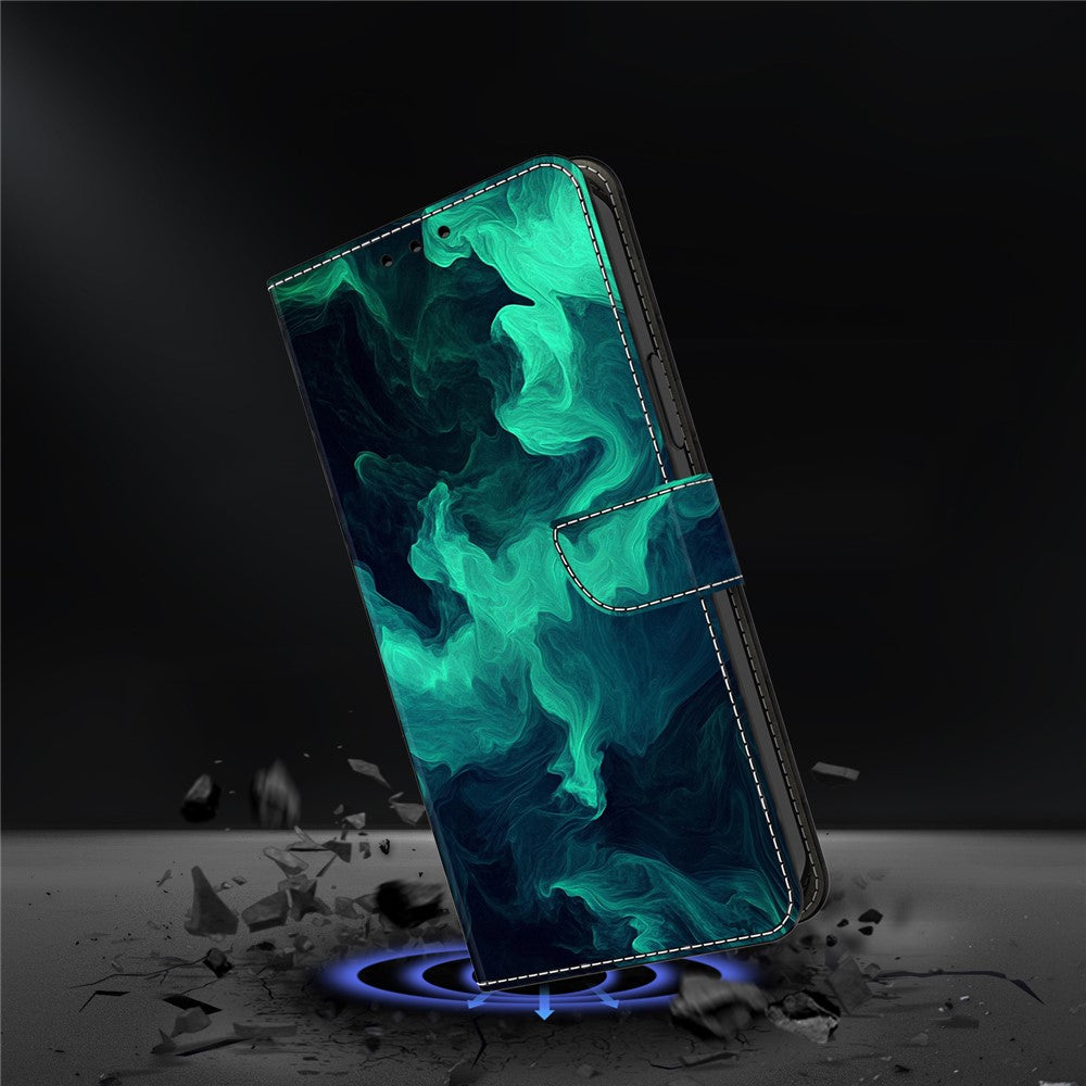 For iPhone 17 Pro Max Case Wallet Stand Pattern Printing PU Leather Flip Phone Cover - Smoke