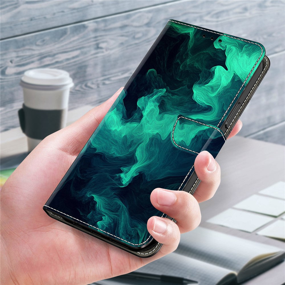 For iPhone 17 Pro Max Case Wallet Stand Pattern Printing PU Leather Flip Phone Cover - Smoke