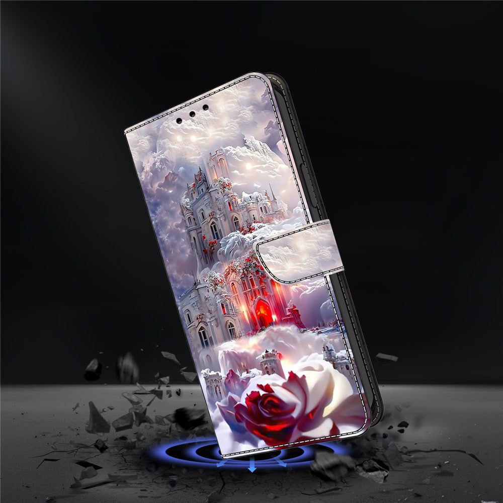 For iPhone 17 Pro Max Case Wallet Stand Pattern Printing PU Leather Flip Phone Cover - Castle