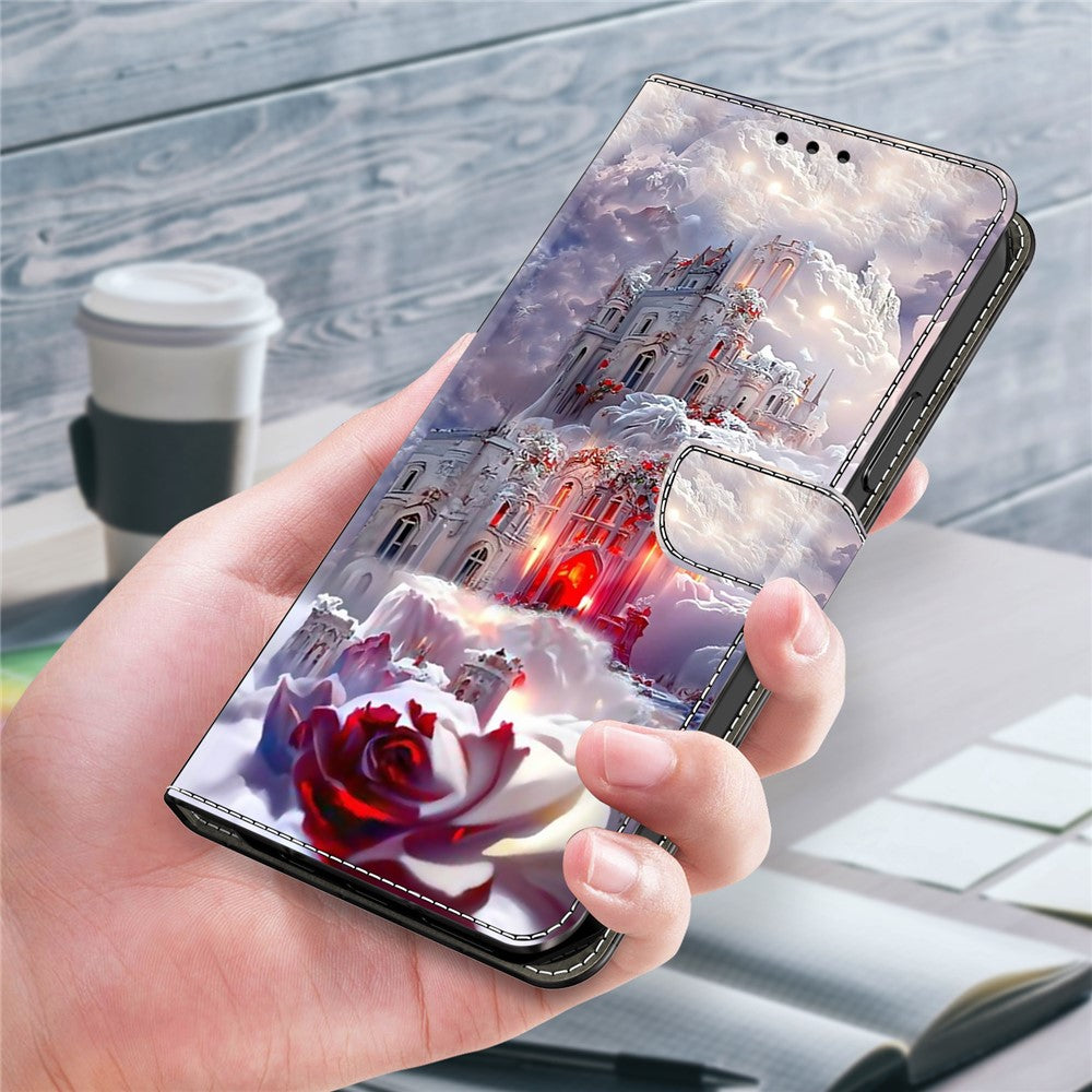 For iPhone 17 Pro Max Case Wallet Stand Pattern Printing PU Leather Flip Phone Cover - Castle
