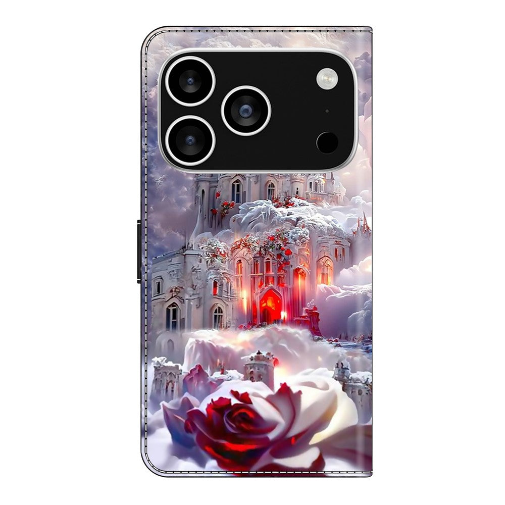 For iPhone 17 Pro Max Case Wallet Stand Pattern Printing PU Leather Flip Phone Cover - Castle