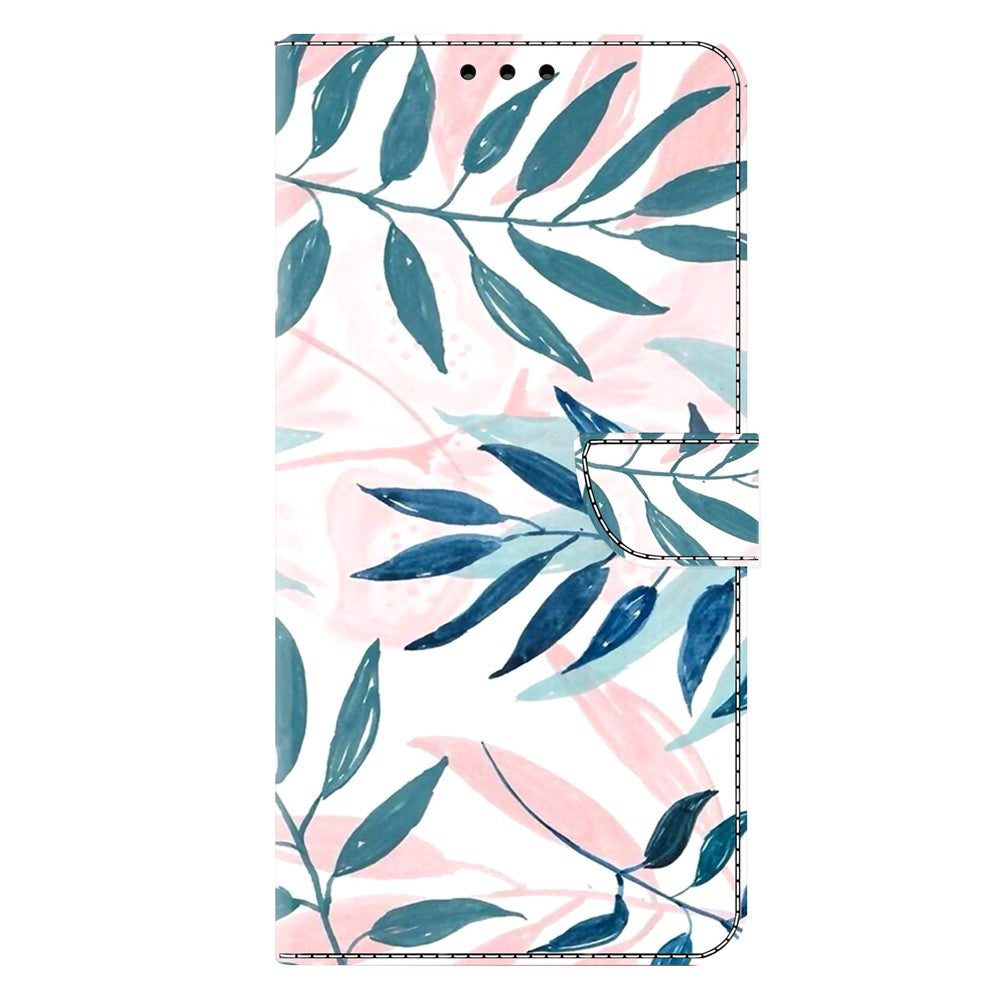 For iPhone 17 Pro Max Case Wallet Stand Pattern Printing PU Leather Flip Phone Cover - Watercolor Leaves