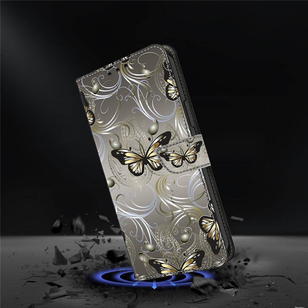 For iPhone 17 Pro Max Case Wallet Stand Pattern Printing PU Leather Flip Phone Cover - Lace Butterfly