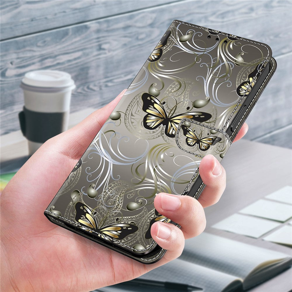 For iPhone 17 Pro Max Case Wallet Stand Pattern Printing PU Leather Flip Phone Cover - Lace Butterfly