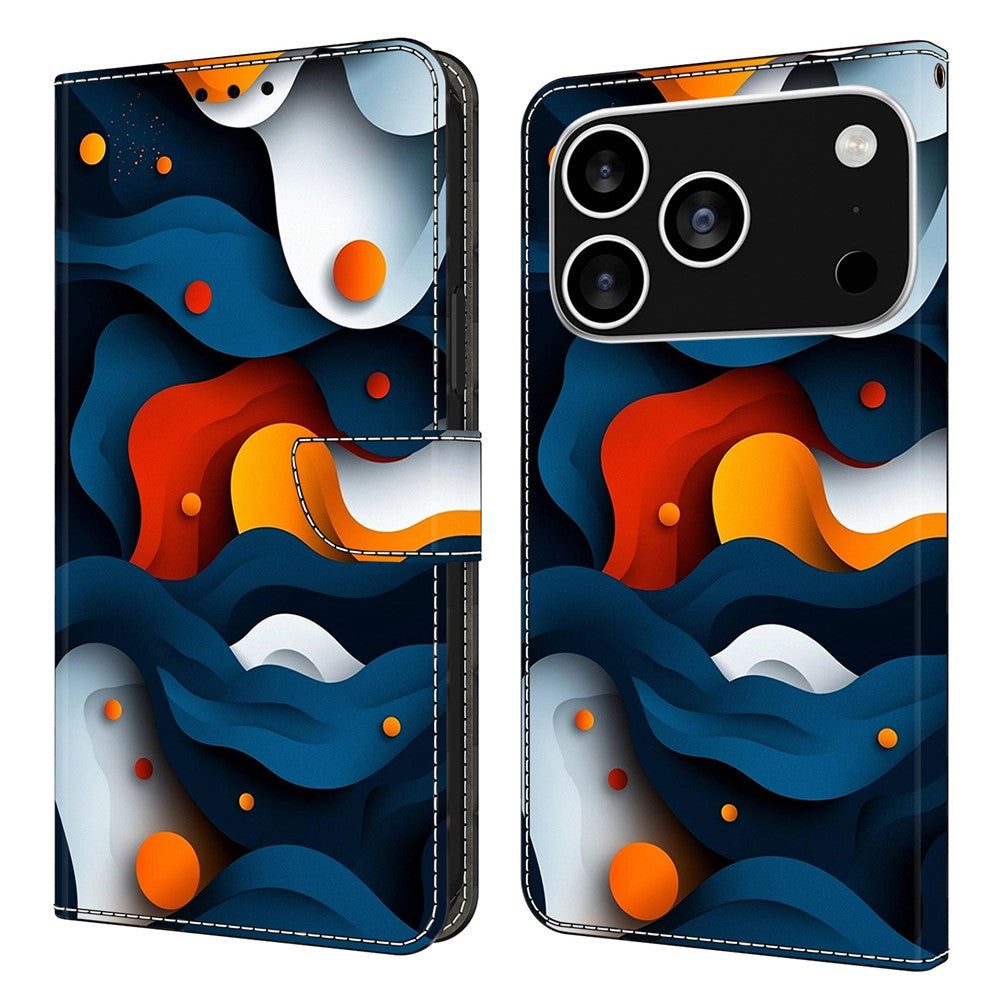 For iPhone 17 Pro Max Case Wallet Stand Pattern Printing PU Leather Flip Phone Cover - Gradient