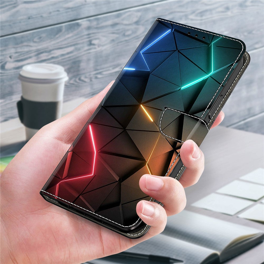 For iPhone 17 Pro Max Case Wallet Stand Pattern Printing PU Leather Flip Phone Cover - Light Cracks