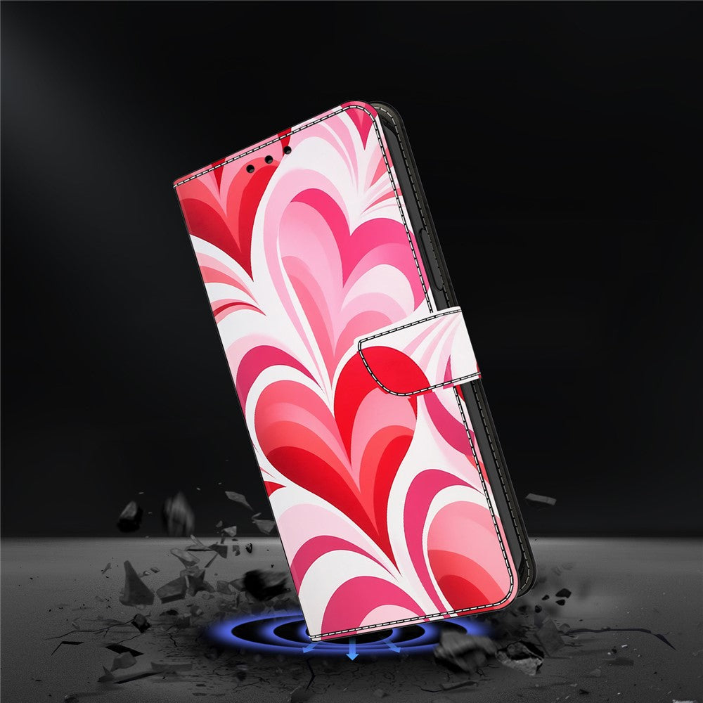 For iPhone 17 Pro Max Case Wallet Stand Pattern Printing PU Leather Flip Phone Cover - Love