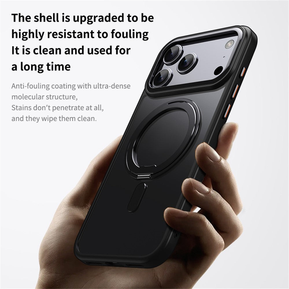 For iPhone 17 Pro Max Case Compatible with MagSafe TPU + Acrylic + Metal Kickstand Matte Phone Cover - Grey