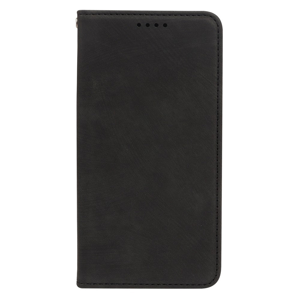 For iPhone 17 Pro Max Case Strong Magnetic Leather Wallet Phone Cover with Striped Texture - Black