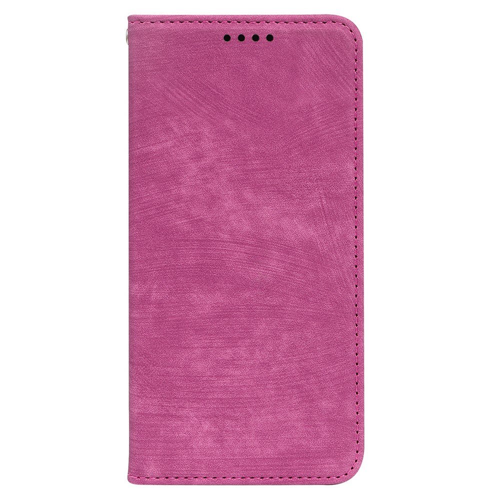 For iPhone 17 Pro Max Case Strong Magnetic Leather Wallet Phone Cover with Striped Texture - Rose