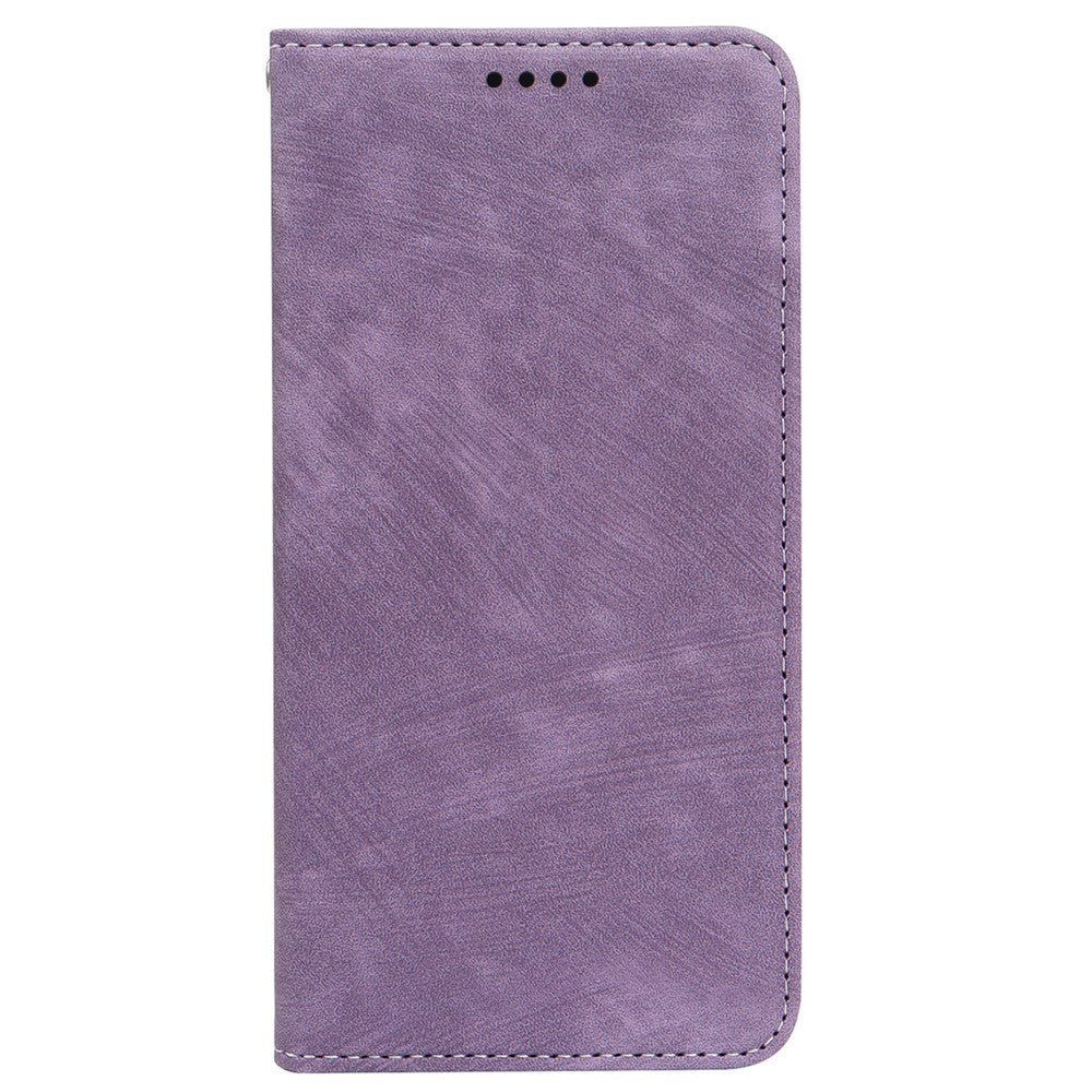 For iPhone 17 Pro Max Case Strong Magnetic Leather Wallet Phone Cover with Striped Texture - Purple