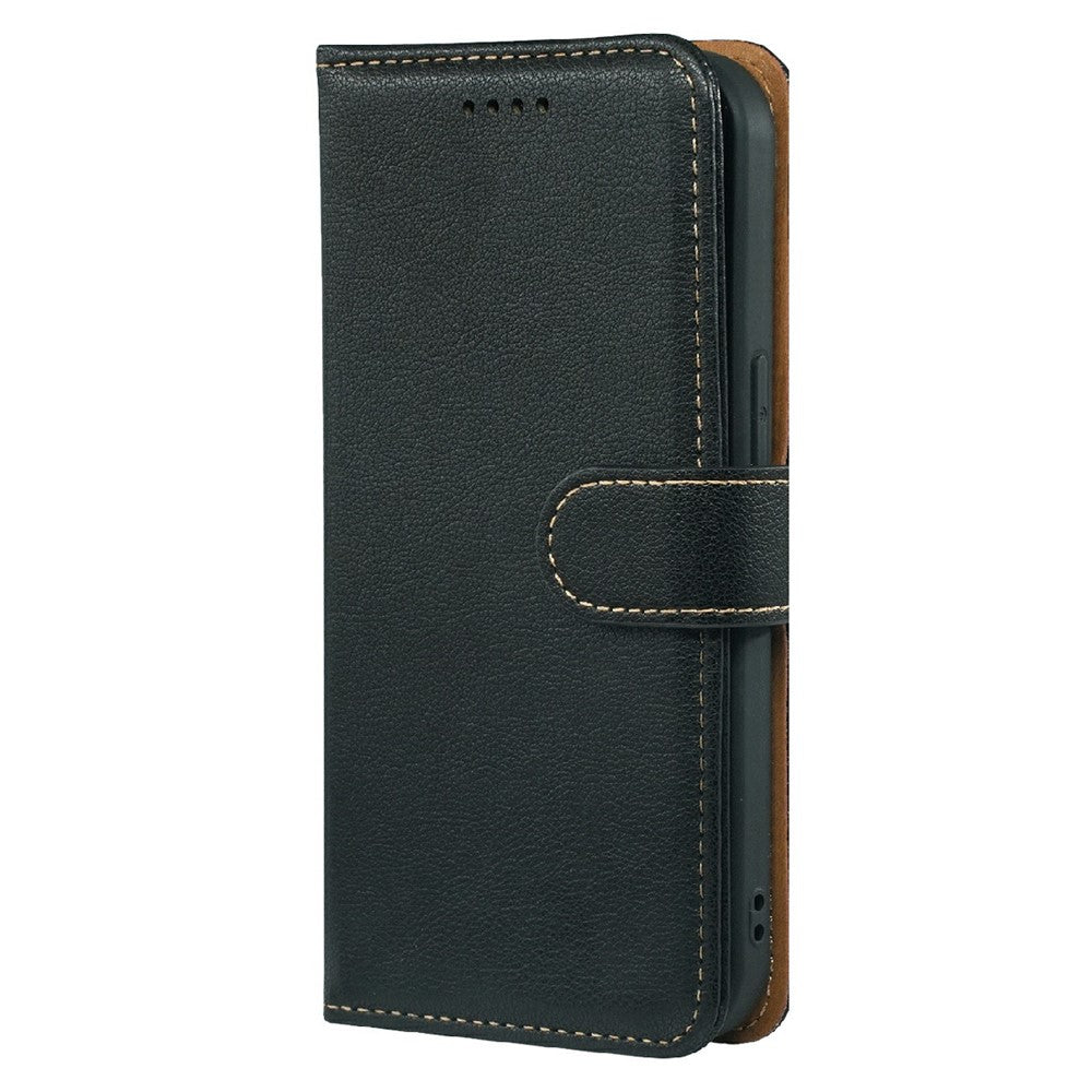 For iPhone 17 Pro Max Case RFID Blocking Wallet Litchi Texture Leather Phone Cover Magnetic Clasp - Black