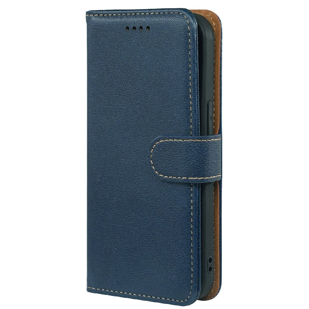 For iPhone 17 Pro Max Case RFID Blocking Wallet Litchi Texture Leather Phone Cover Magnetic Clasp - Blue