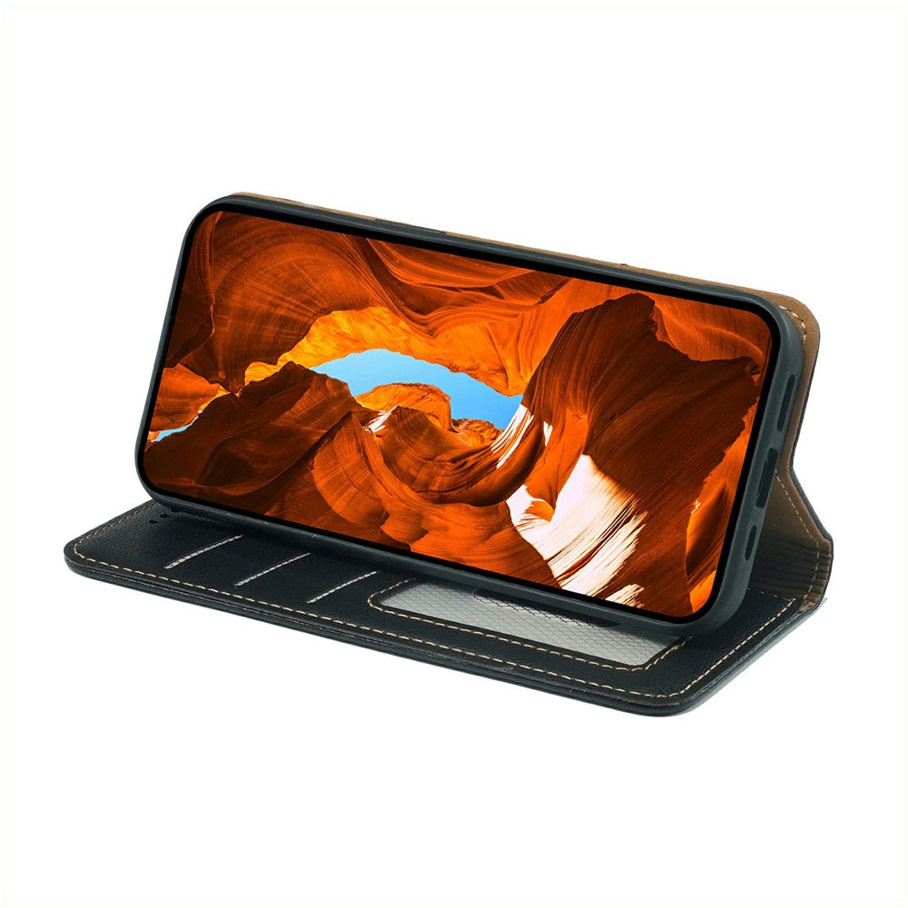 For iPhone 17 Pro Max Case Wallet RFID Blocking Leather Phone Cover Strong Magnetic Closure - Black