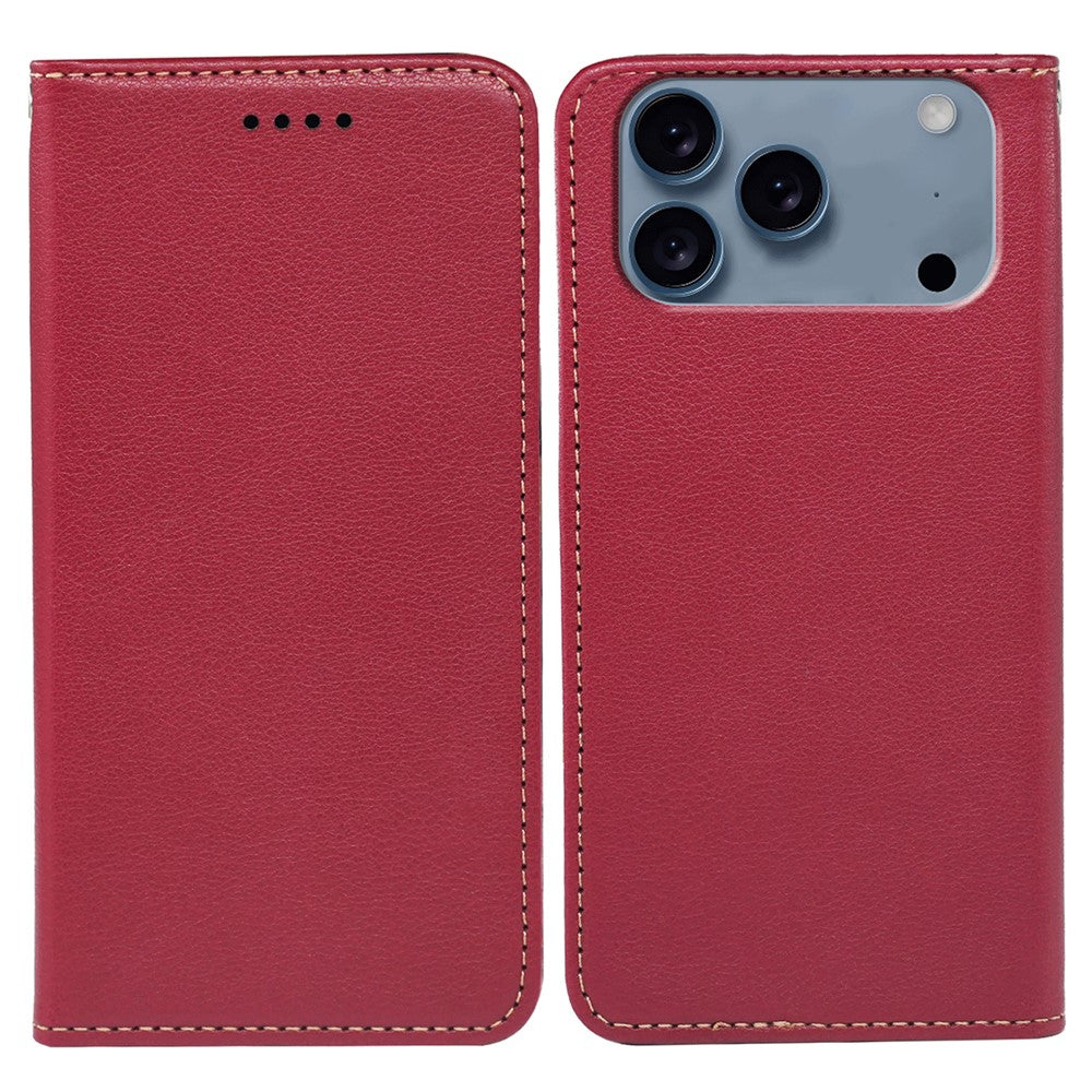 For iPhone 17 Pro Max Case Wallet RFID Blocking Leather Phone Cover Strong Magnetic Closure - Red