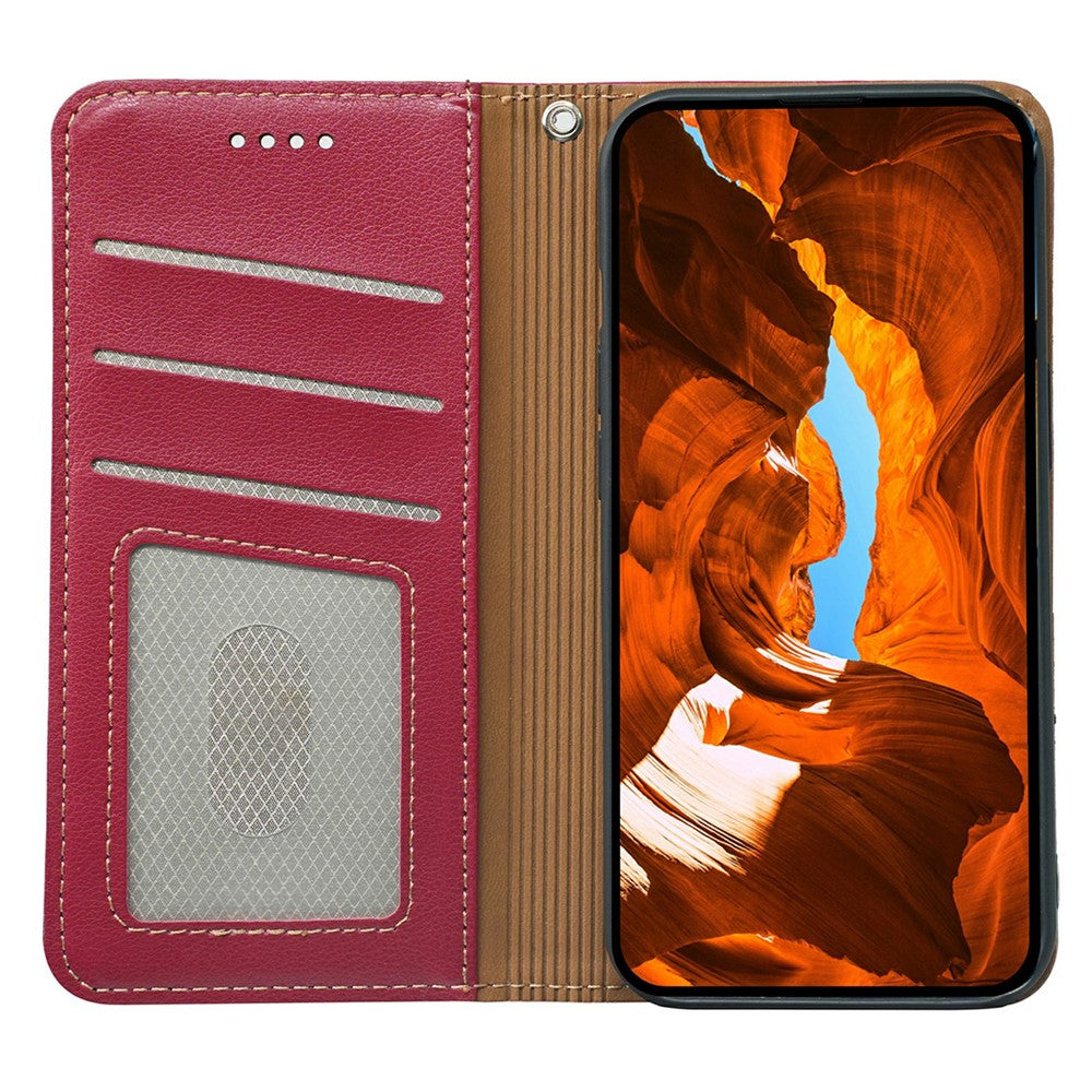 For iPhone 17 Pro Max Case Wallet RFID Blocking Leather Phone Cover Strong Magnetic Closure - Red