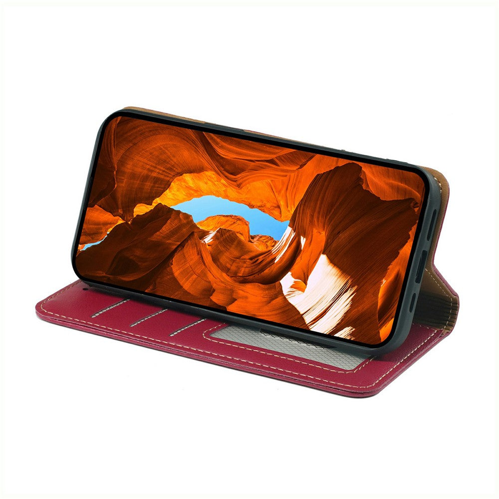 For iPhone 17 Pro Max Case Wallet RFID Blocking Leather Phone Cover Strong Magnetic Closure - Red