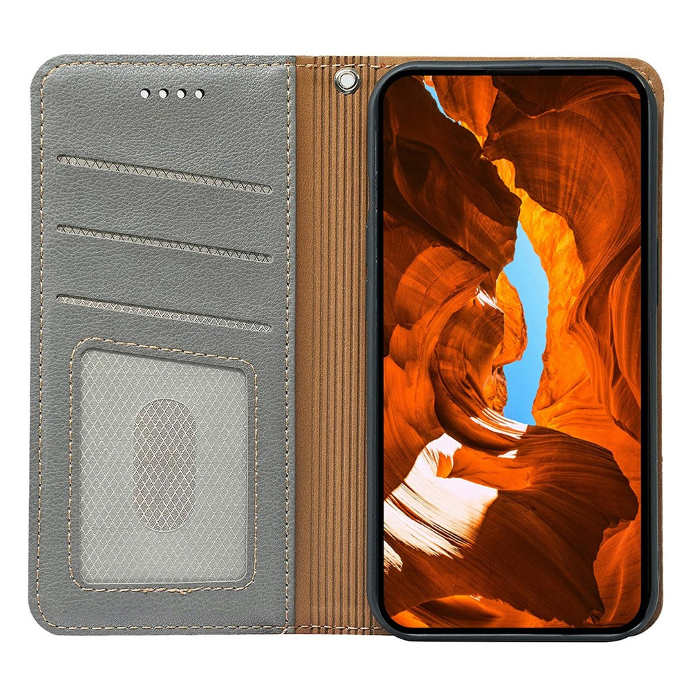 For iPhone 17 Pro Max Case Wallet RFID Blocking Leather Phone Cover Strong Magnetic Closure - Grey