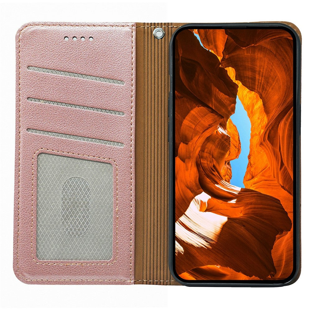 For iPhone 17 Pro Max Case Wallet RFID Blocking Leather Phone Cover Strong Magnetic Closure - Rose Gold