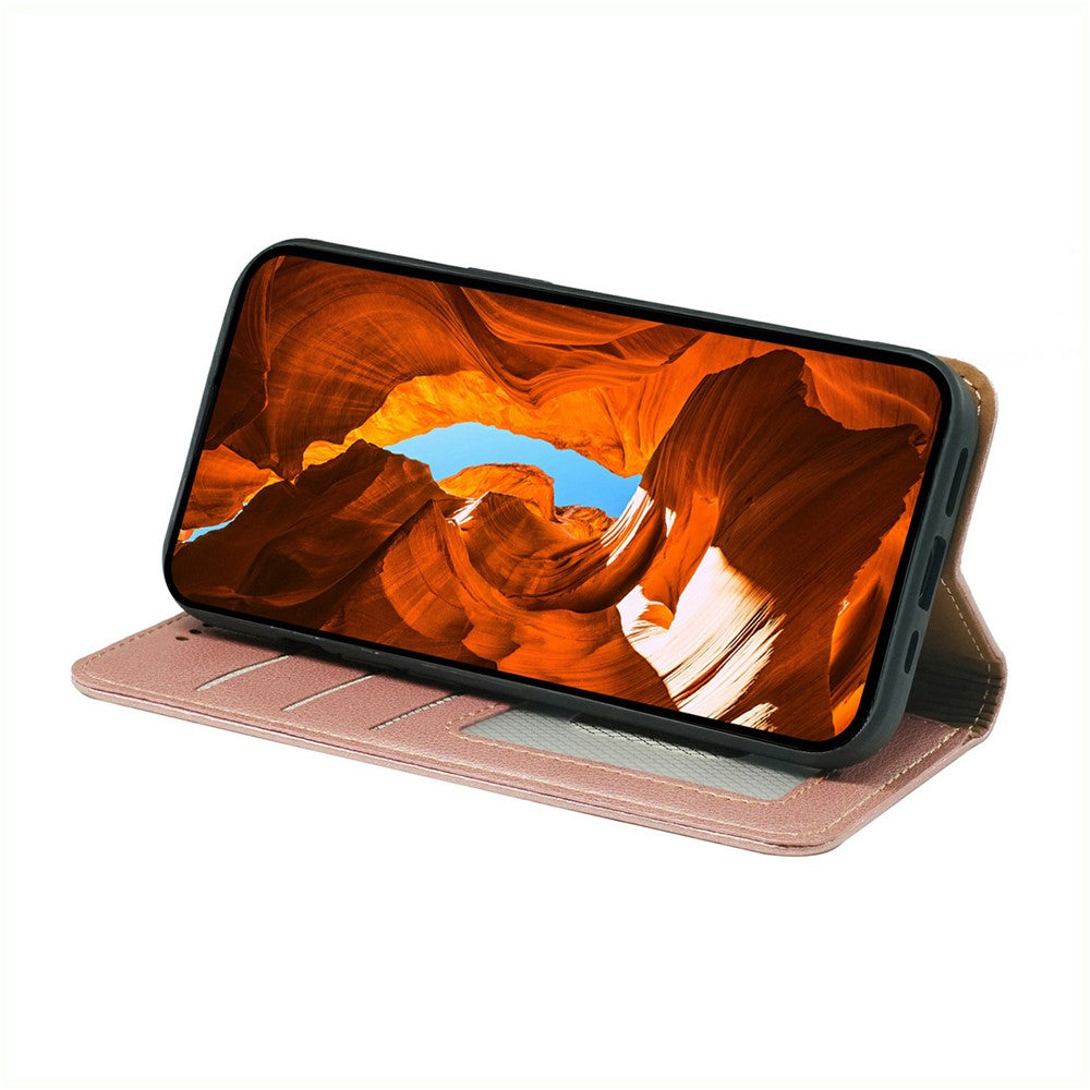 For iPhone 17 Pro Max Case Wallet RFID Blocking Leather Phone Cover Strong Magnetic Closure - Rose Gold