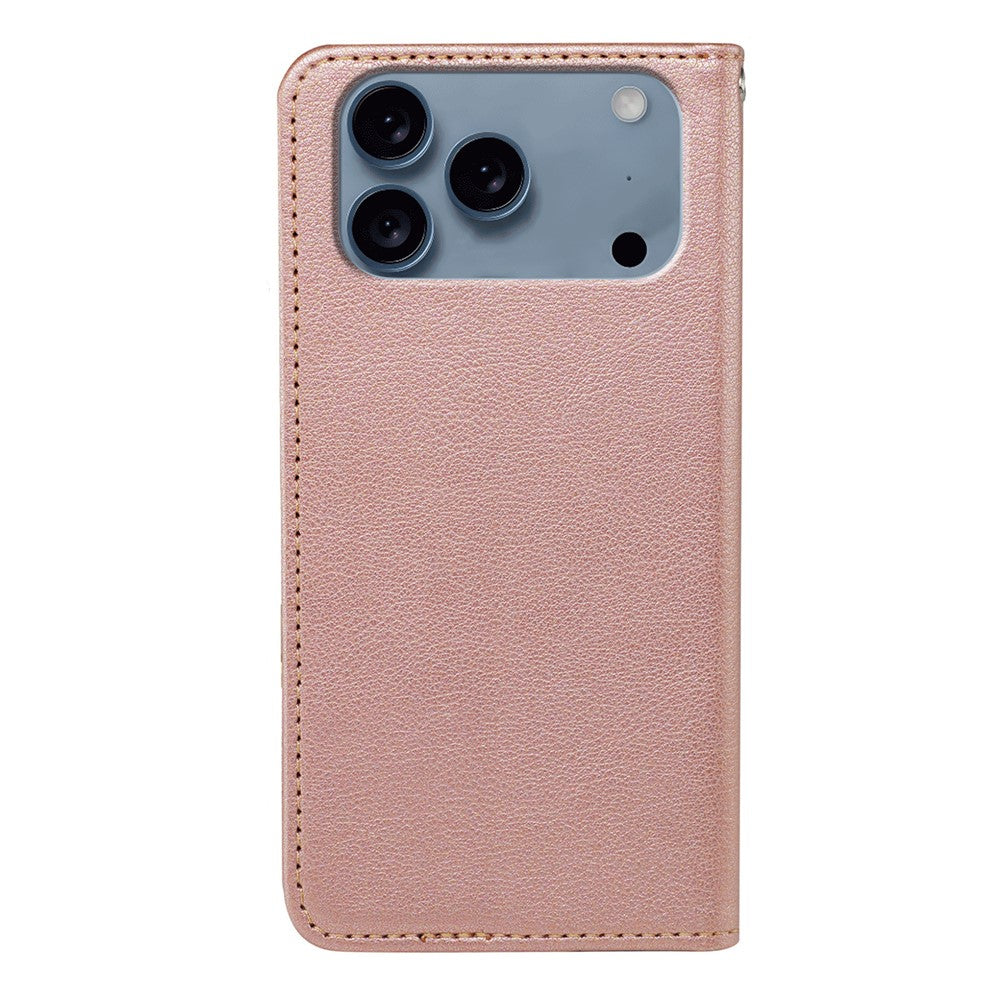 For iPhone 17 Pro Max Case Wallet RFID Blocking Leather Phone Cover Strong Magnetic Closure - Rose Gold