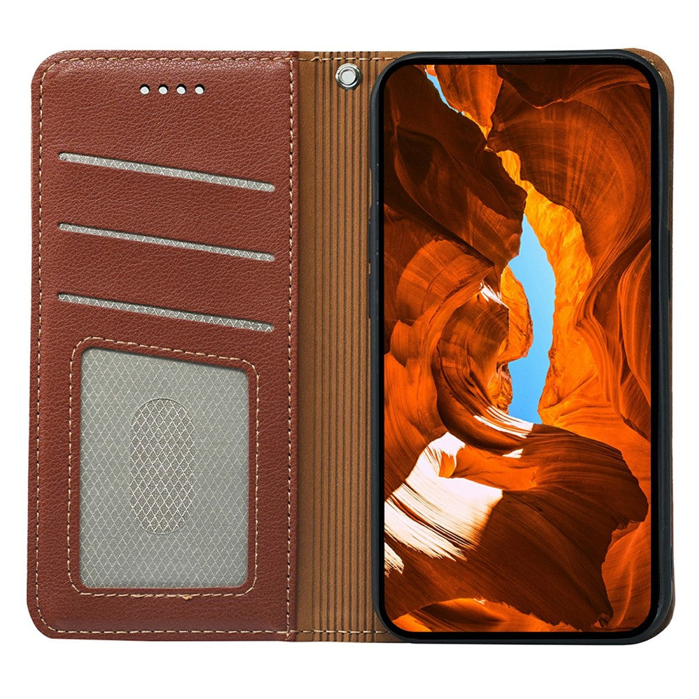 For iPhone 17 Pro Max Case Wallet RFID Blocking Leather Phone Cover Strong Magnetic Closure - Brown