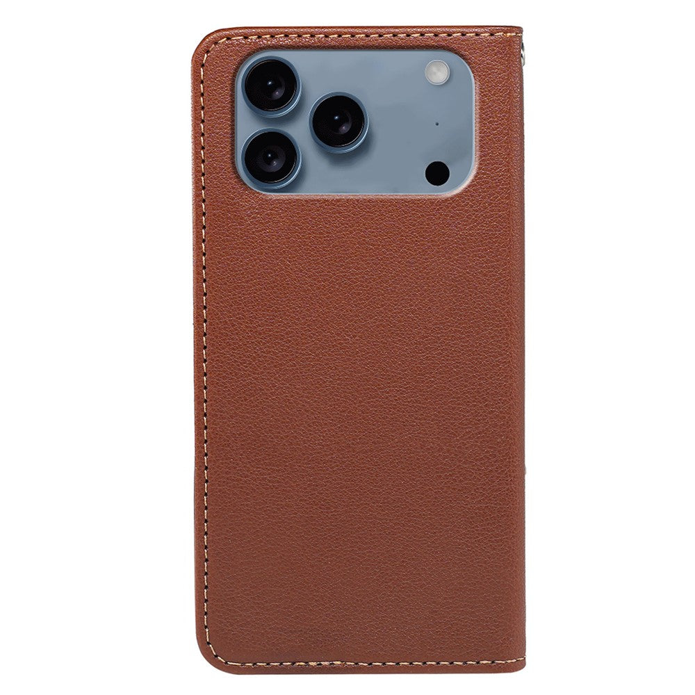 For iPhone 17 Pro Max Case Wallet RFID Blocking Leather Phone Cover Strong Magnetic Closure - Brown