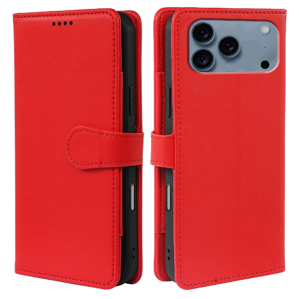 For iPhone 17 Pro Max Case with 9 Card Slots PU Leather Stand Phone Cover - Red
