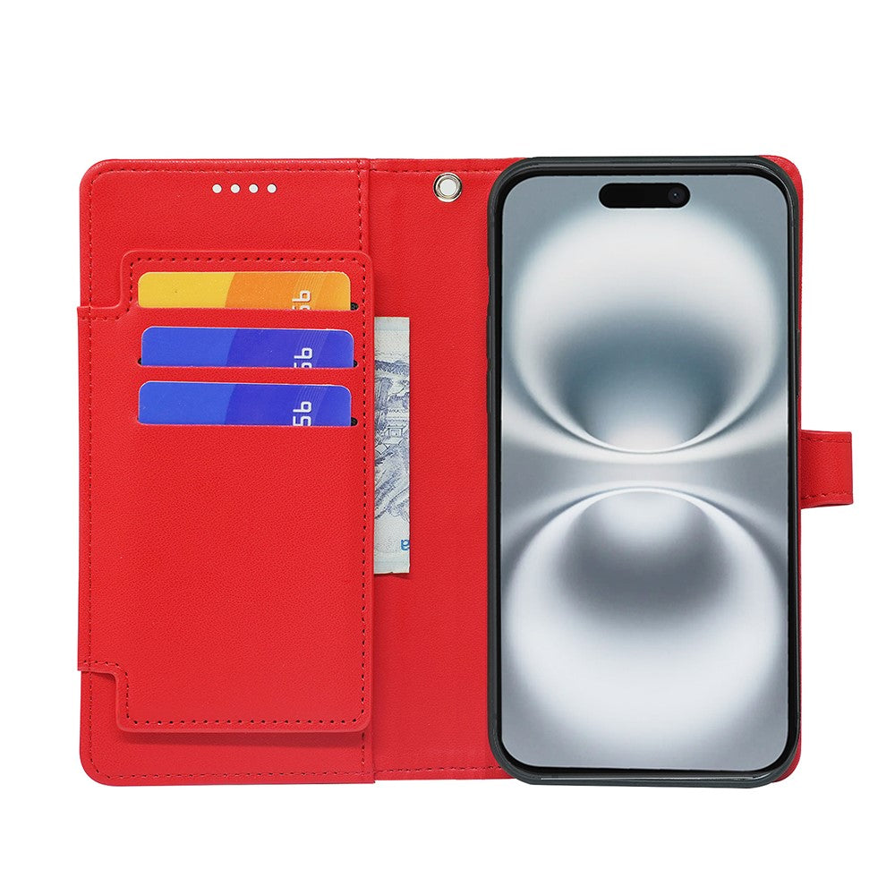 For iPhone 17 Pro Max Case with 9 Card Slots PU Leather Stand Phone Cover - Red