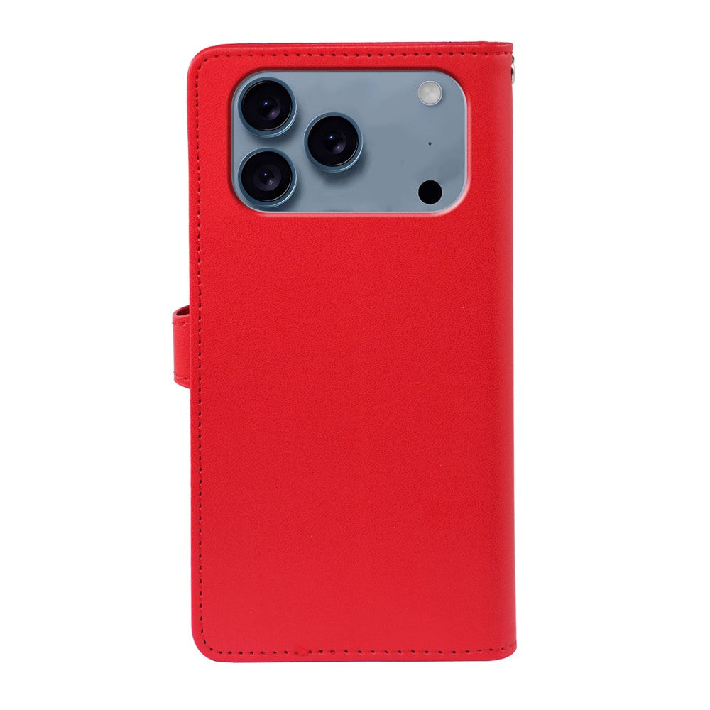 For iPhone 17 Pro Max Case with 9 Card Slots PU Leather Stand Phone Cover - Red