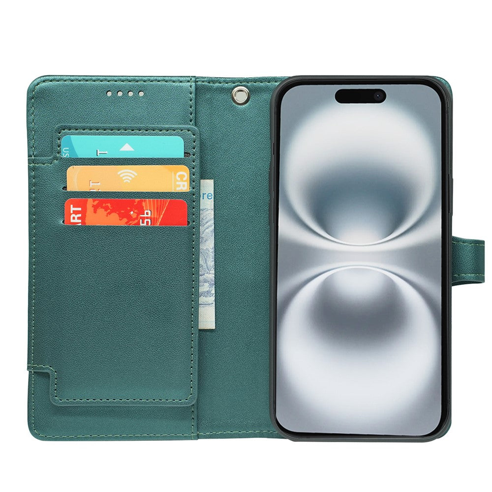 For iPhone 17 Pro Max Case with 9 Card Slots PU Leather Stand Phone Cover - Green