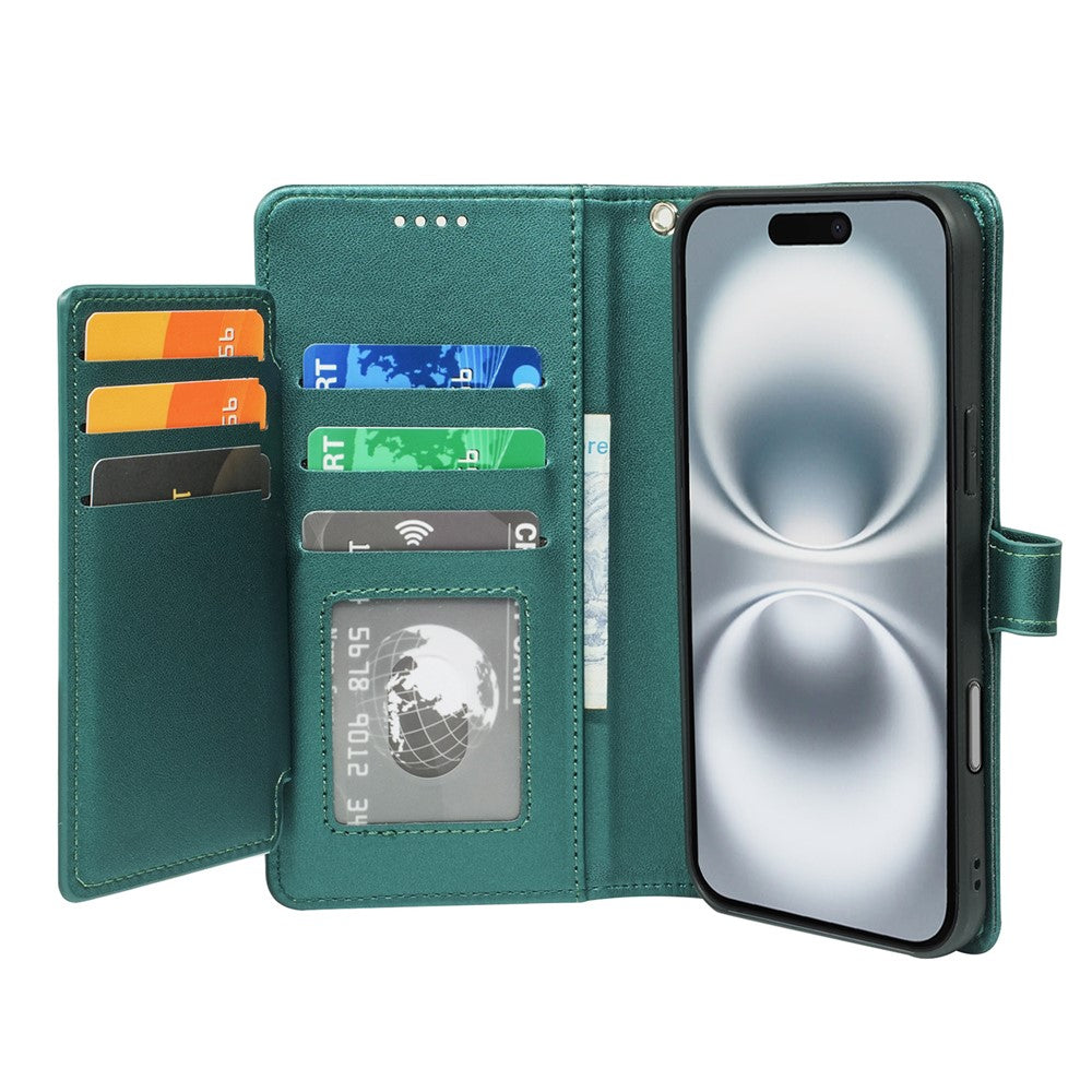 For iPhone 17 Pro Max Case with 9 Card Slots PU Leather Stand Phone Cover - Green