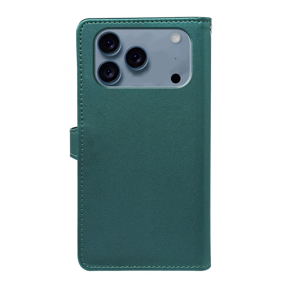 For iPhone 17 Pro Max Case with 9 Card Slots PU Leather Stand Phone Cover - Green