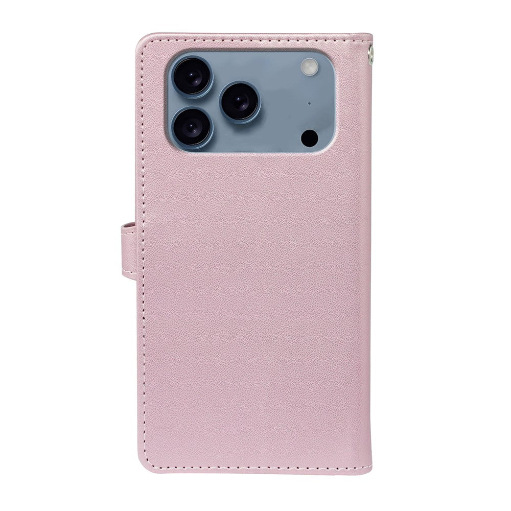 For iPhone 17 Pro Max Case with 9 Card Slots PU Leather Stand Phone Cover - Rose Gold