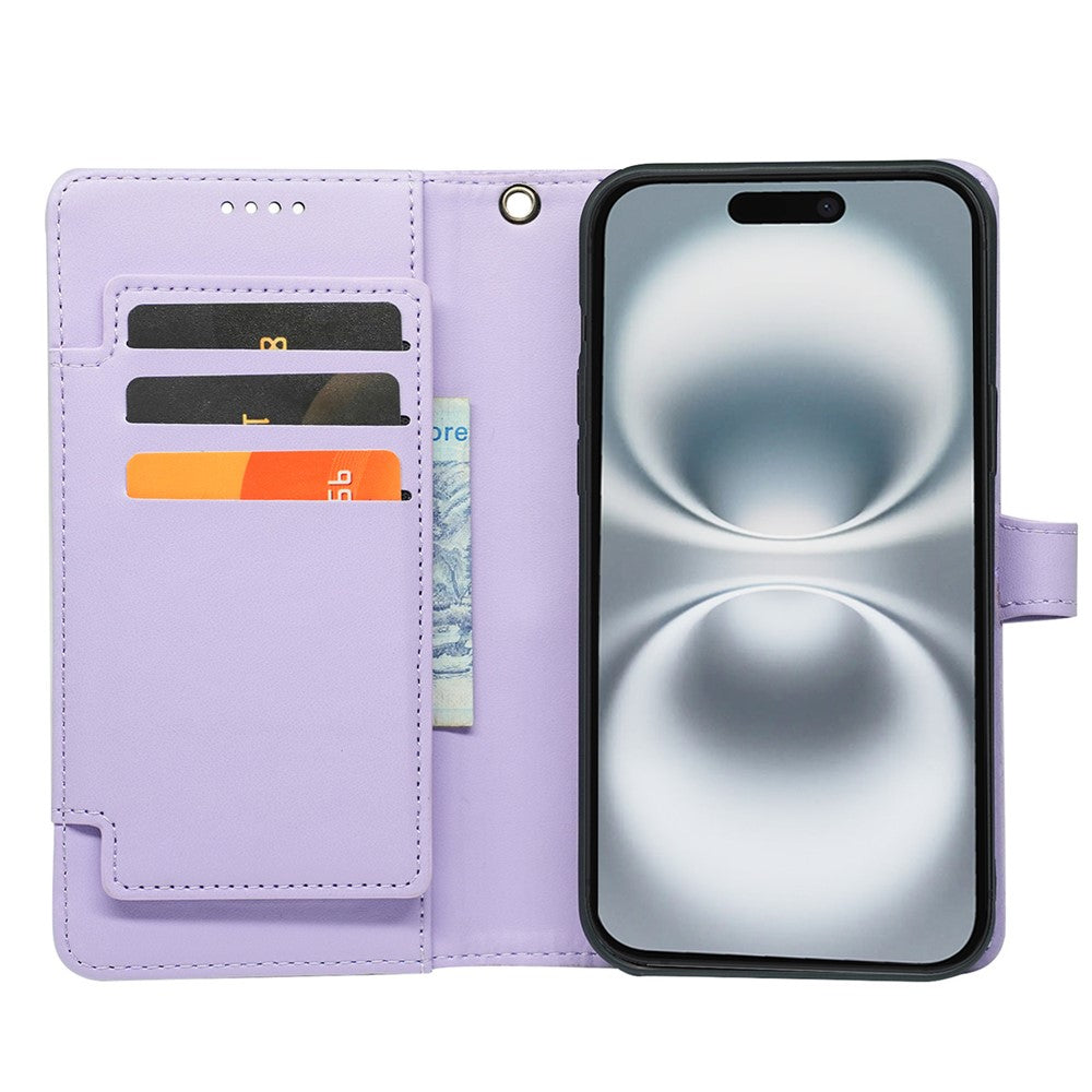 For iPhone 17 Pro Max Case with 9 Card Slots PU Leather Stand Phone Cover - Purple