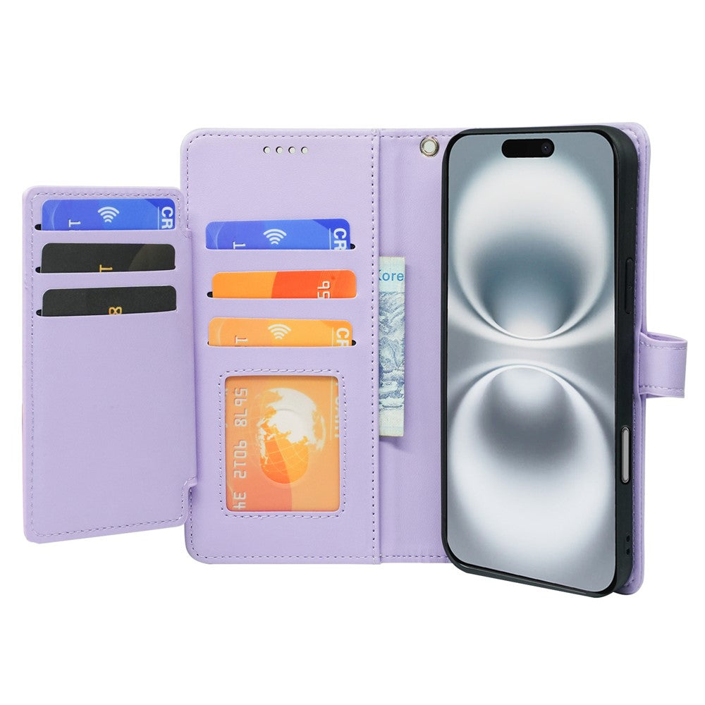 For iPhone 17 Pro Max Case with 9 Card Slots PU Leather Stand Phone Cover - Purple