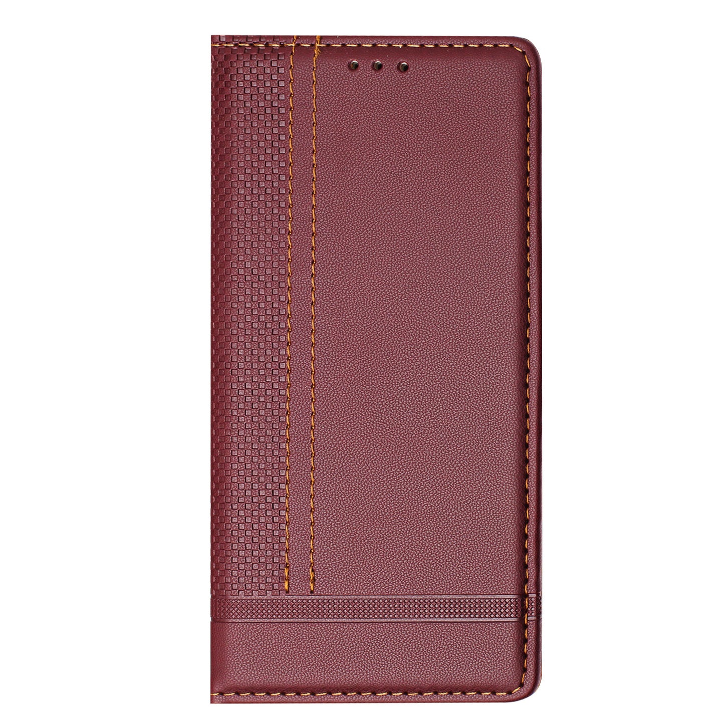 For Oppo Reno14 Pro 5G (China) / Oppo Reno14 Pro 5G (Global) Case L-Shaped Grid Pattern Leather Stand Phone Cover with Card Slots - Wine Red