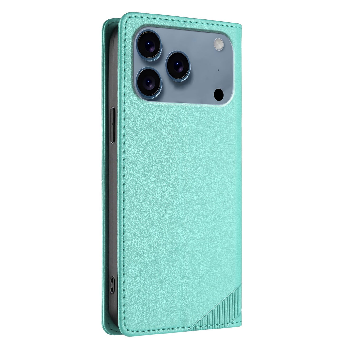 For iPhone 17 Pro Max Phone Cases Punk Style Imprinted Wallet Stand Leather Cover - Mint Green