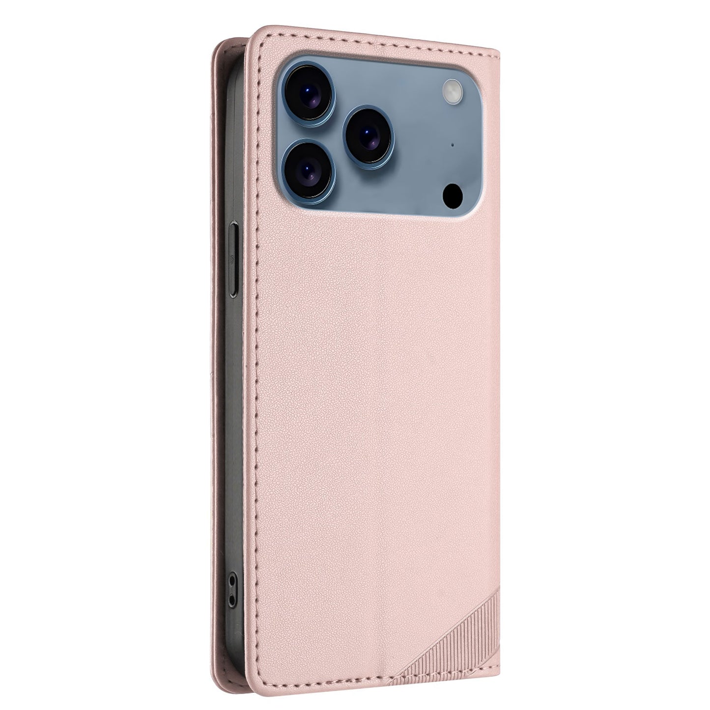 For iPhone 17 Pro Max Phone Cases Punk Style Imprinted Wallet Stand Leather Cover - Pink