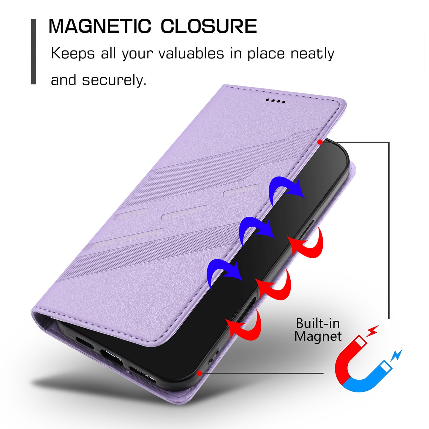 For iPhone 17 Pro Max Phone Cases Punk Style Imprinted Wallet Stand Leather Cover - Light Purple