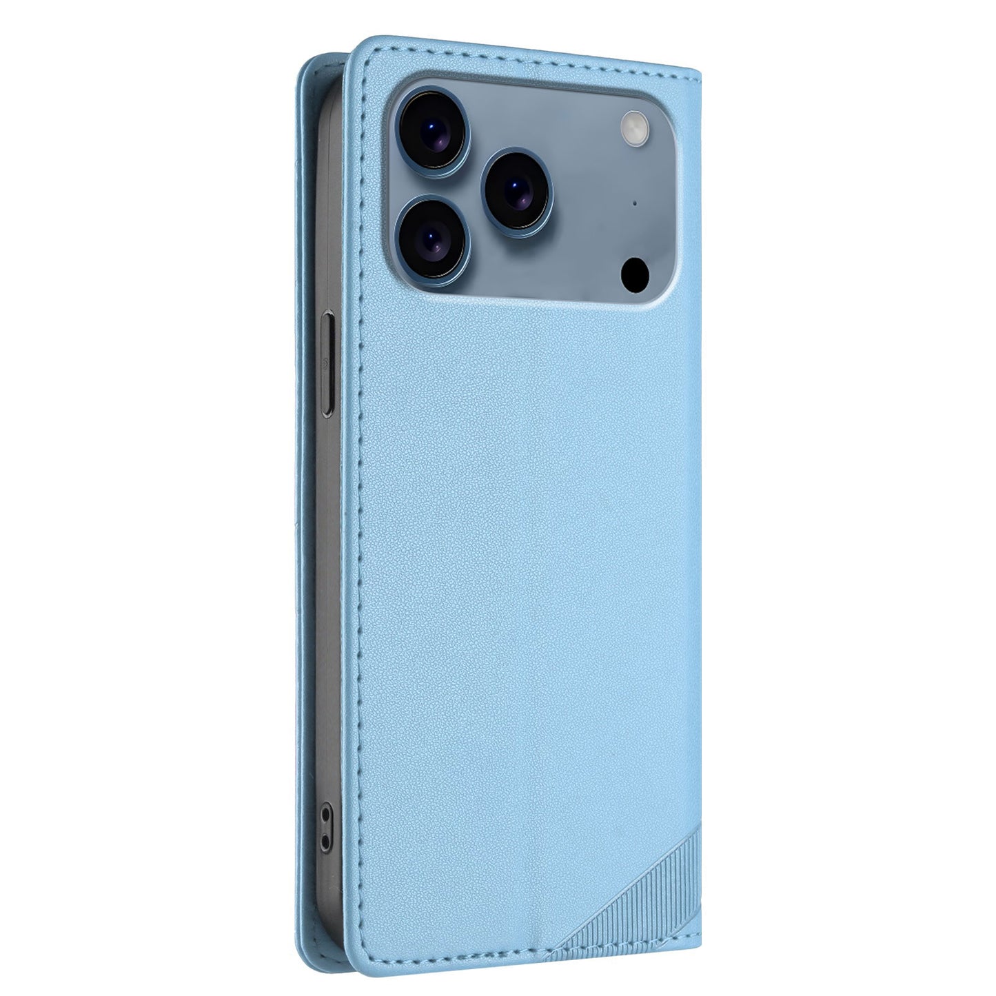 For iPhone 17 Pro Max Phone Cases Punk Style Imprinted Wallet Stand Leather Cover - Baby Blue