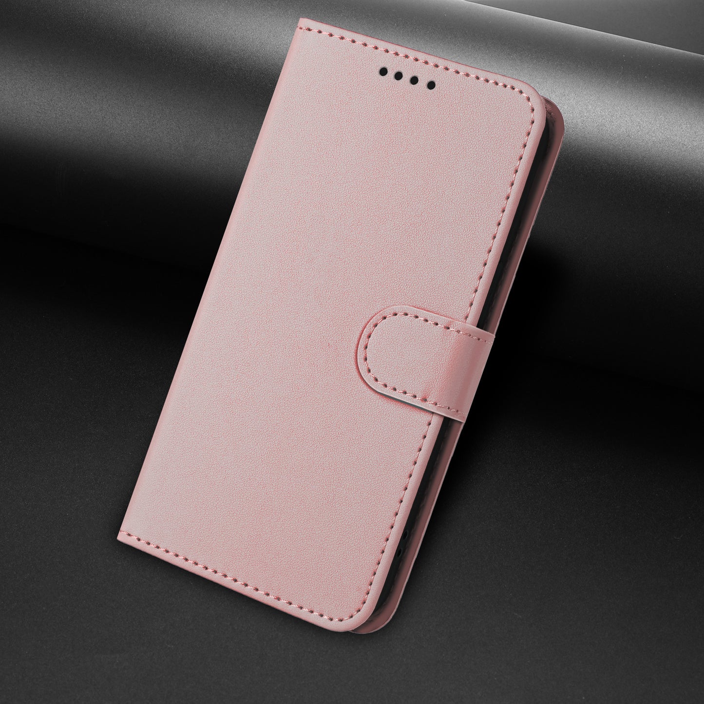 For Oppo Reno14 Pro 5G (China) / Oppo Reno14 Pro 5G (Global) Leather Case Wallet Stand Solid Color Anti Drop Phone Cover - Rose Gold
