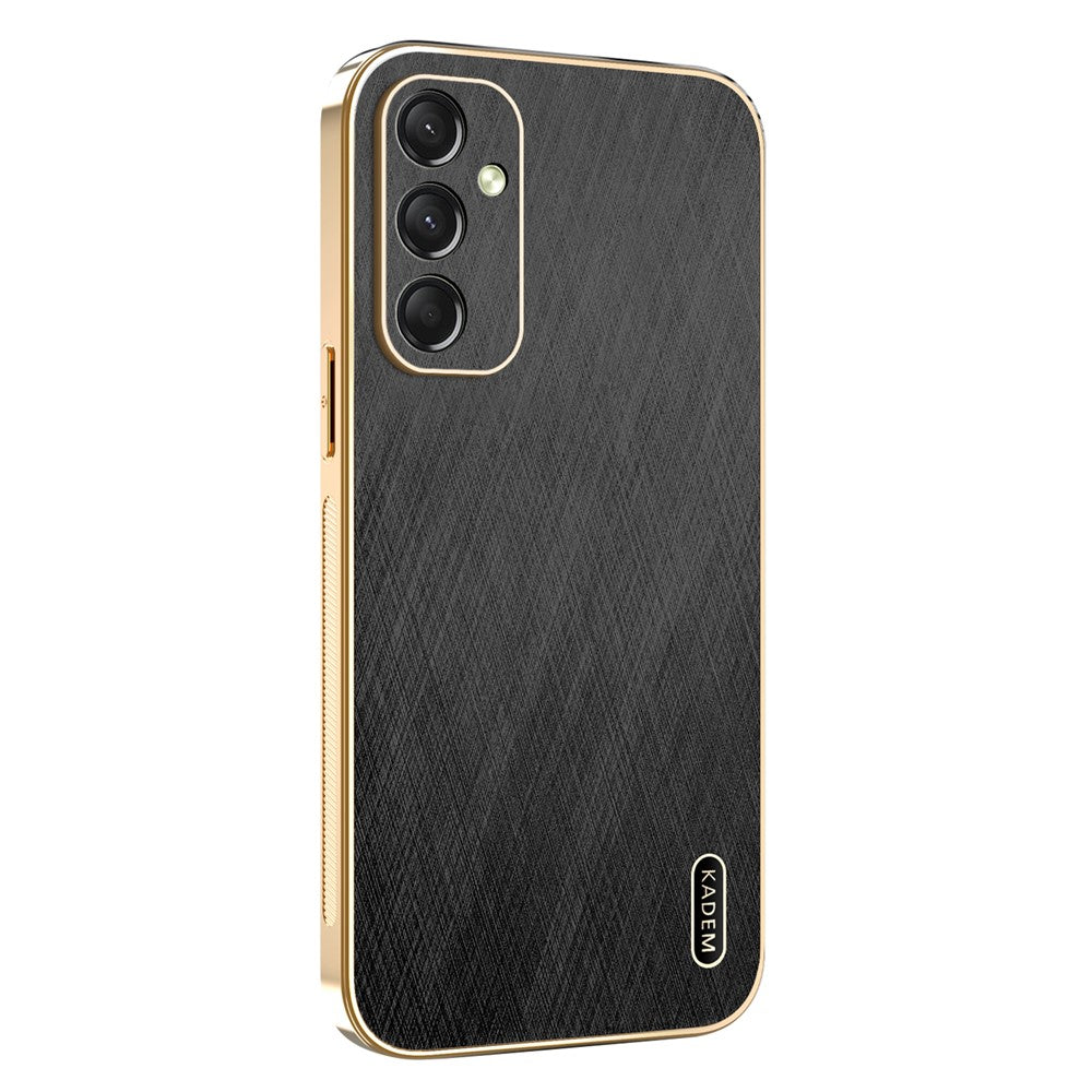 KADEM For Samsung Galaxy A17 5G Case Electroplating Silk Texture PU + TPU Phone Back Cover - Black