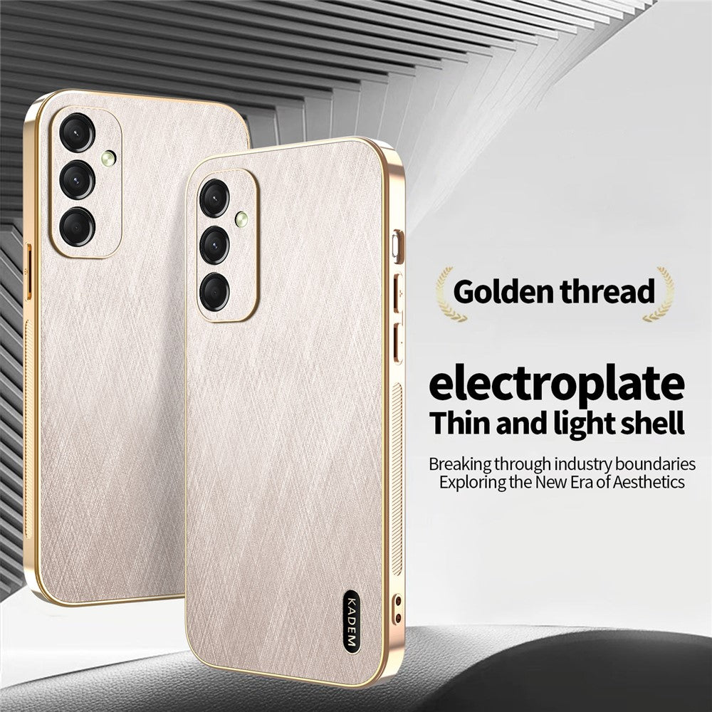 KADEM For Samsung Galaxy A17 5G Case Electroplating Silk Texture PU + TPU Phone Back Cover - Gold