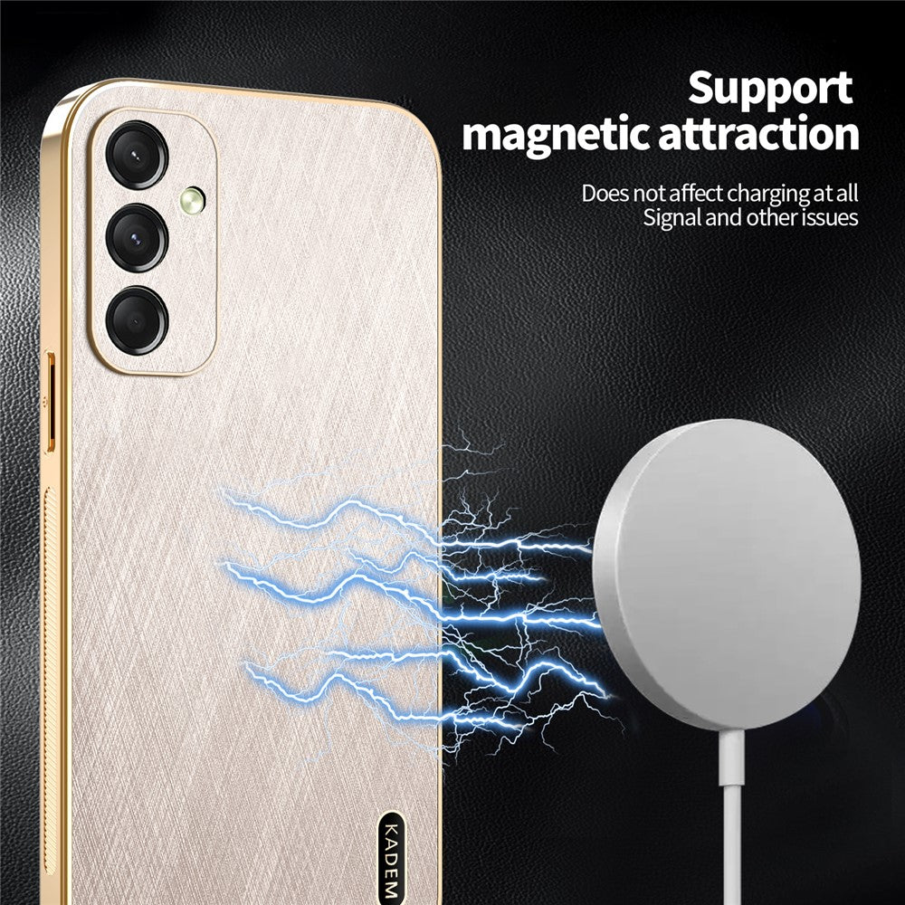 KADEM For Samsung Galaxy A17 5G Case Electroplating Silk Texture PU + TPU Phone Back Cover - Gold