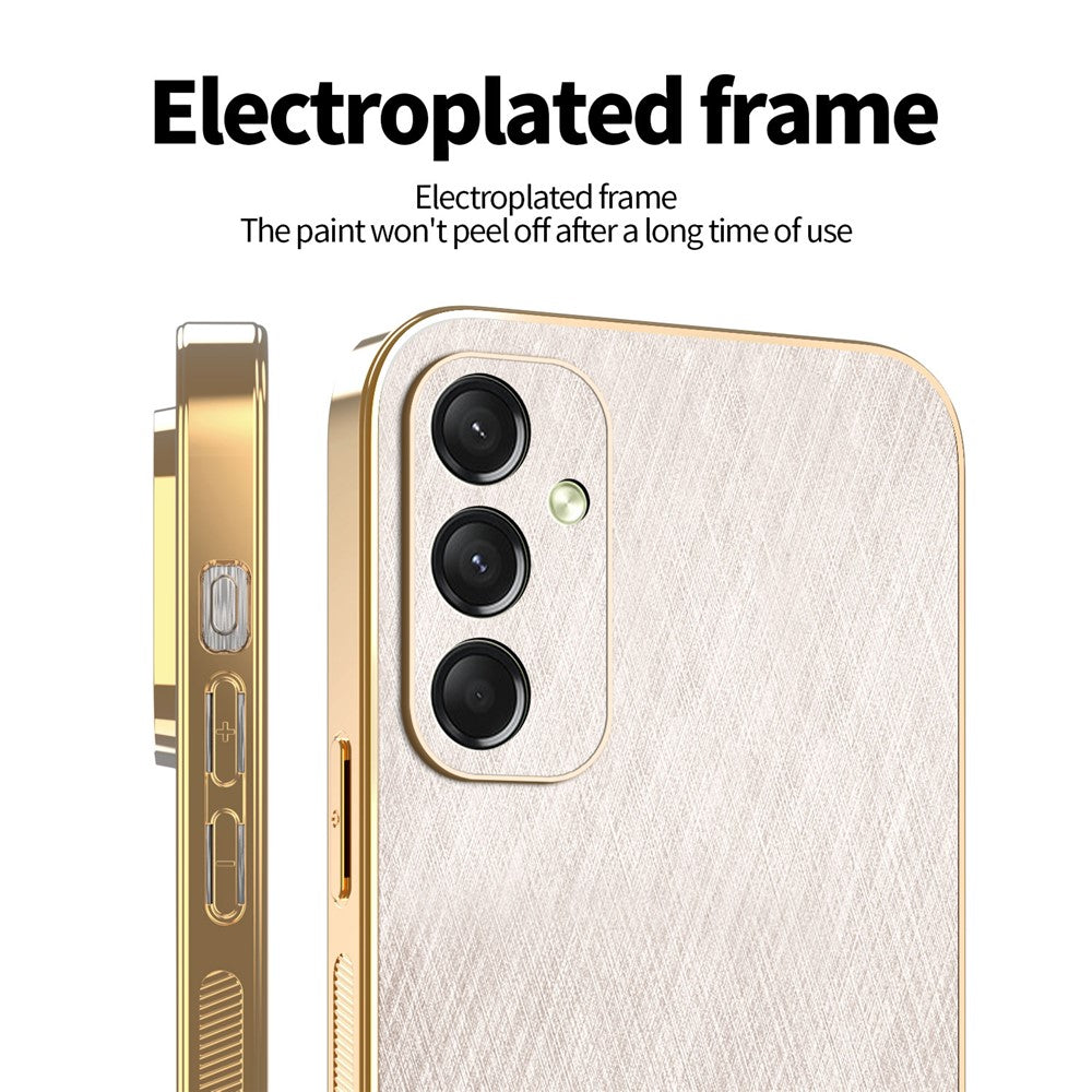 KADEM For Samsung Galaxy A17 5G Case Electroplating Silk Texture PU + TPU Phone Back Cover - Gold